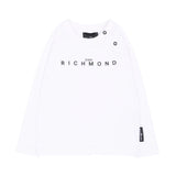 John Richmond Kids T-Shirt Bianco Maniche Lunghe con Logo per Neonati