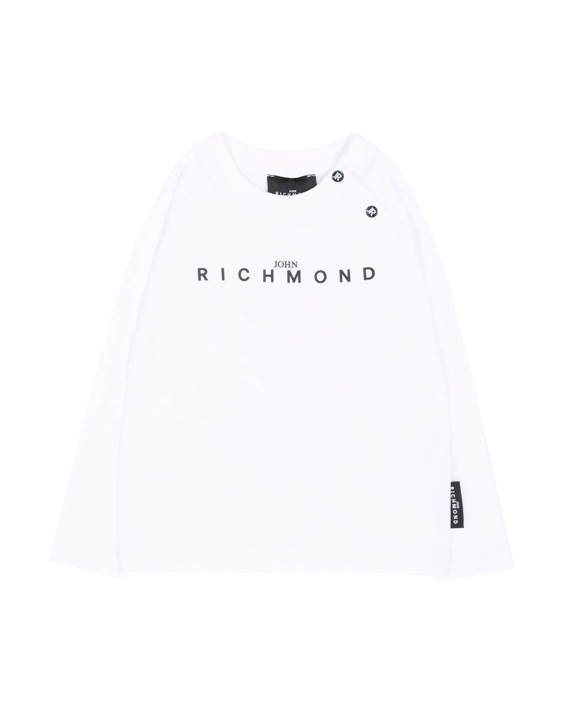 John Richmond Kids T-Shirt Bianco Maniche Lunghe con Logo per Neonati