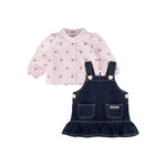 Moschino Kids Camicia a Righe Rosa con Salopette per Neonate