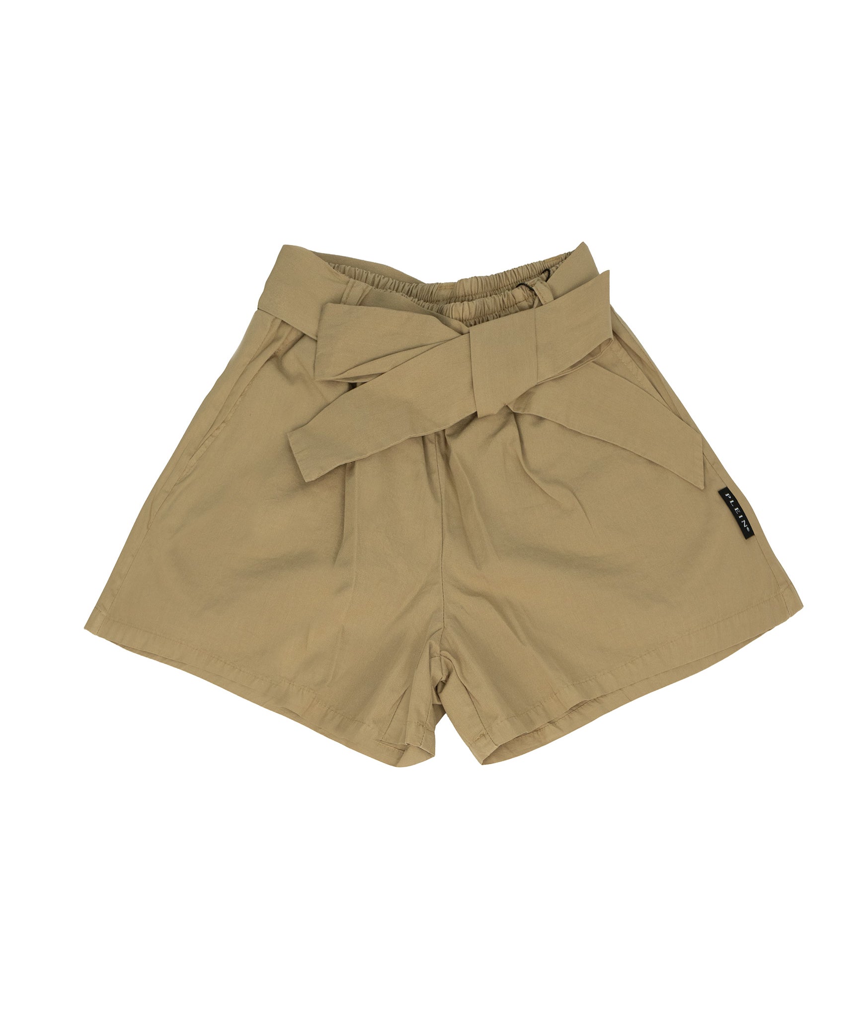 Philipp Plein Kids Short Cammello con Cintura Fiocco per Bambine