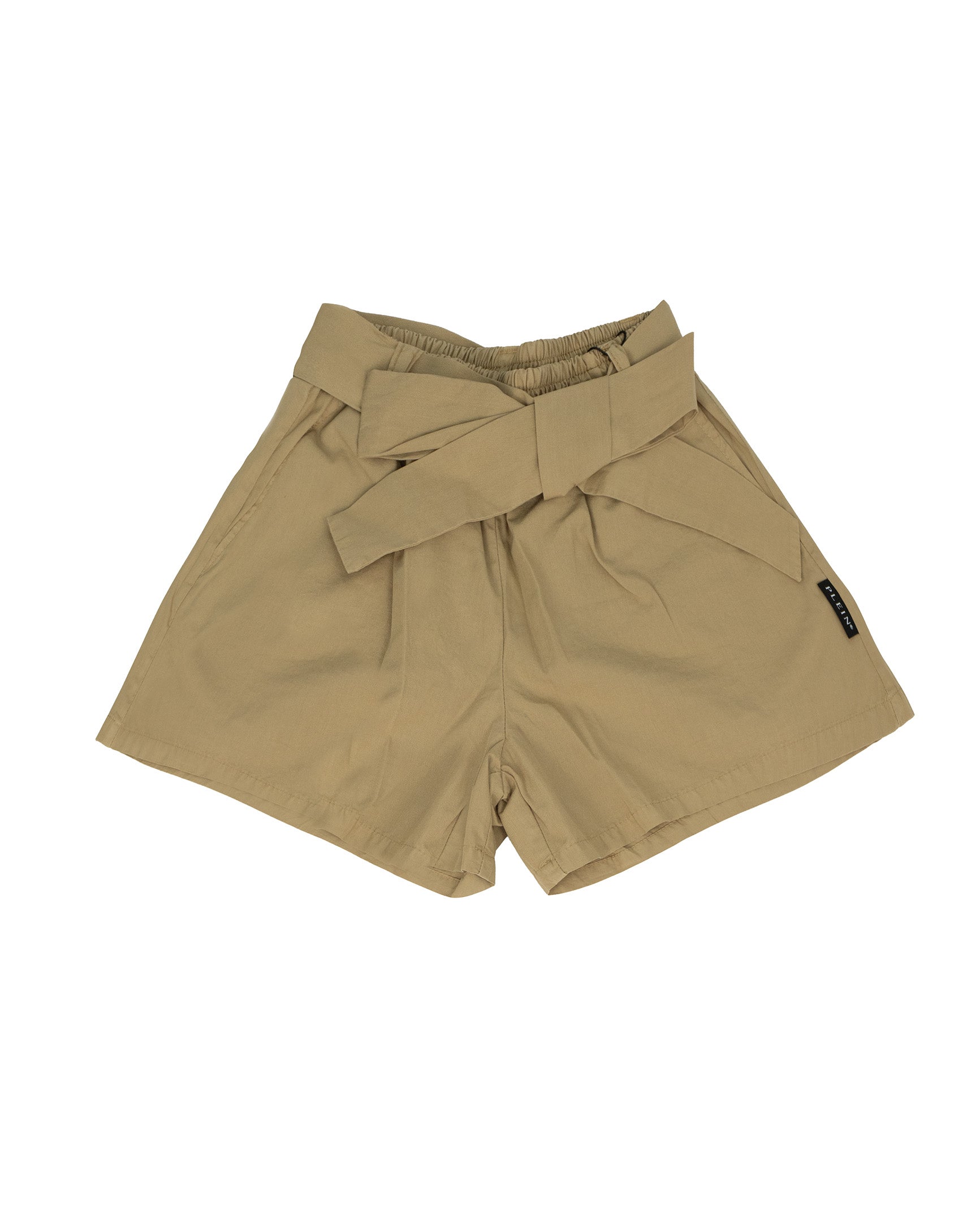 Philipp Plein Kids Short Cammello con Cintura Fiocco per Bambine