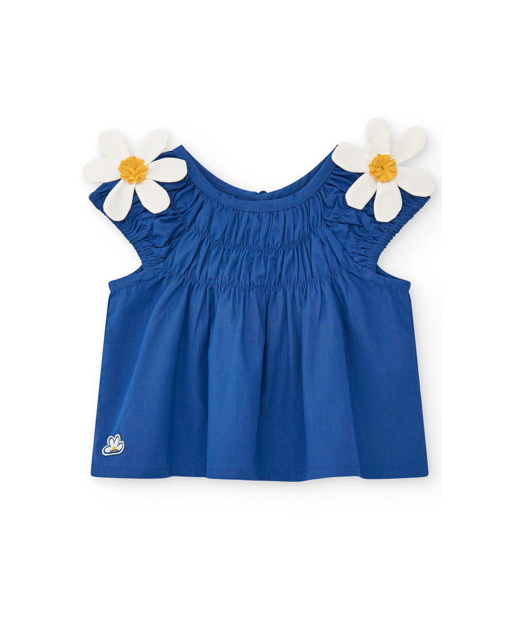 Tuc Tuc T-shirt Blu con Margherite per Neonate