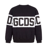 Gcds Kids Felpa Nero con Banda Logata Bianco Unisex