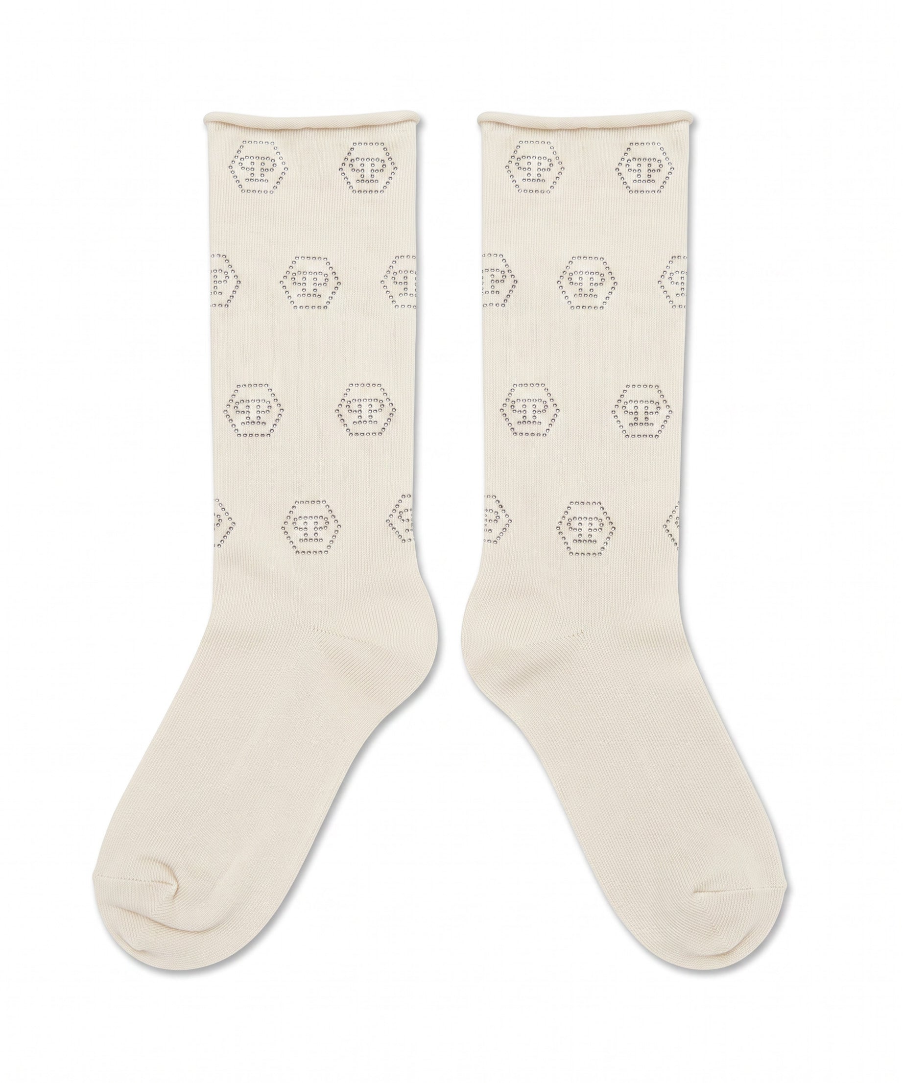 Philipp Plein Kids Calzino Off-White con Logo Strass per Bambine