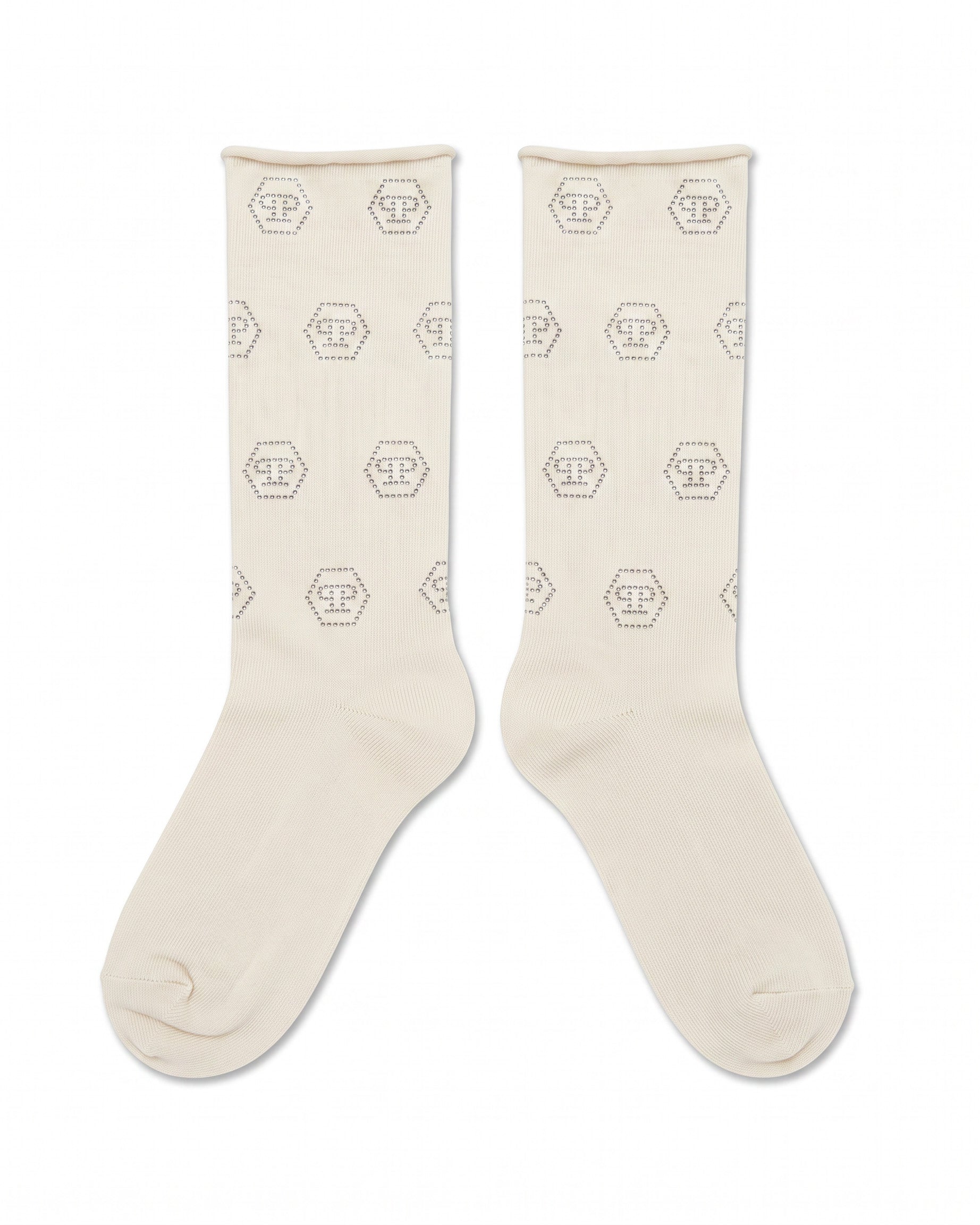 Philipp Plein Kids Calzino Off-White con Logo Strass per Bambine