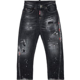Dsquared2 Kids Denim Jeans Nero con Strappi per Bambini