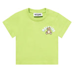 Moschino Kids T-Shirt Verde con Logo Teddy Bear per Neonati