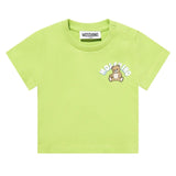 Moschino Kids T-Shirt Verde con Logo Teddy Bear per Neonati