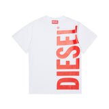Diesel Kids T-Shirt Bianca con MAxi Stampa Logo a Contrasto Unisex per Bambini