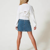 Twinset Kids All Over Logo Denim Skirt for Girls