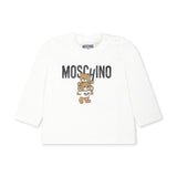 Moschino Kids Blusa Panna con Stampa Logo Teddy Bear per Neonati