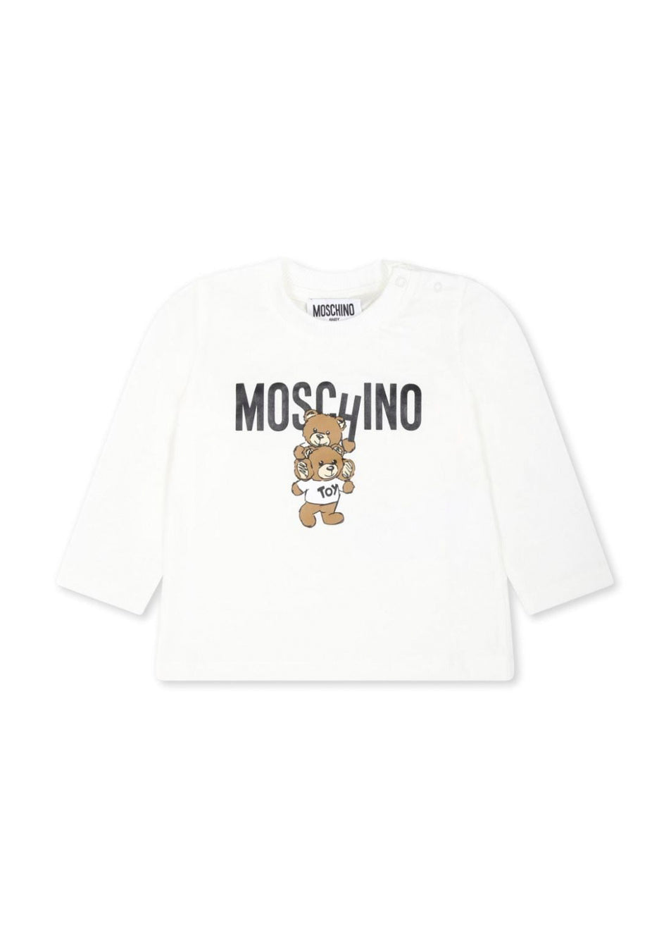Moschino Kids Blusa Panna con Stampa Logo Teddy Bear per Neonati