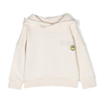 Barrow Kids Felpa con Cappuccio Crema con Stampa Logo e Smile fronte