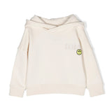 Barrow Kids Felpa con Cappuccio Crema con Stampa Logo e Smile fronte