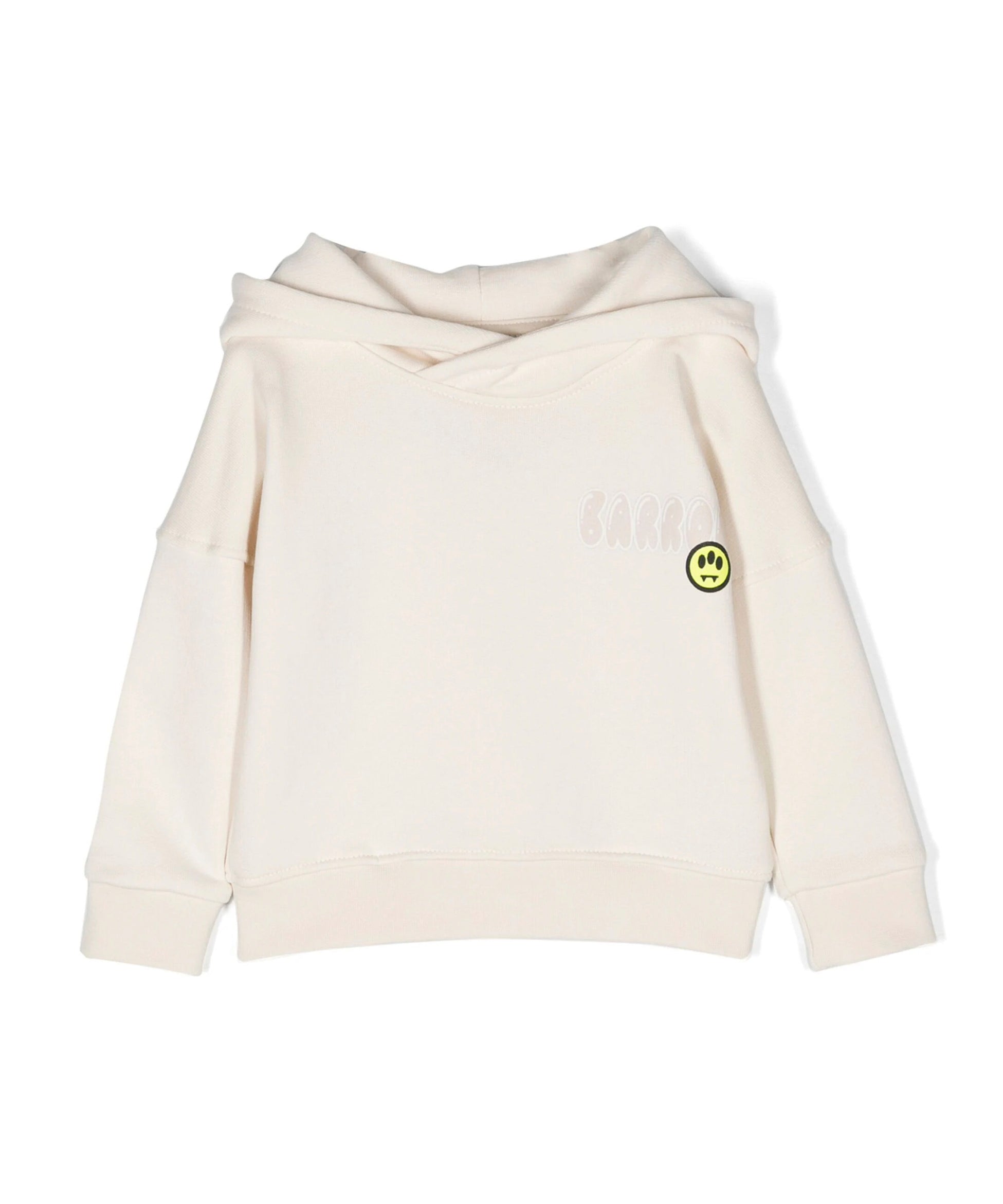 Barrow Kids Felpa con Cappuccio Crema con Stampa Logo e Smile fronte