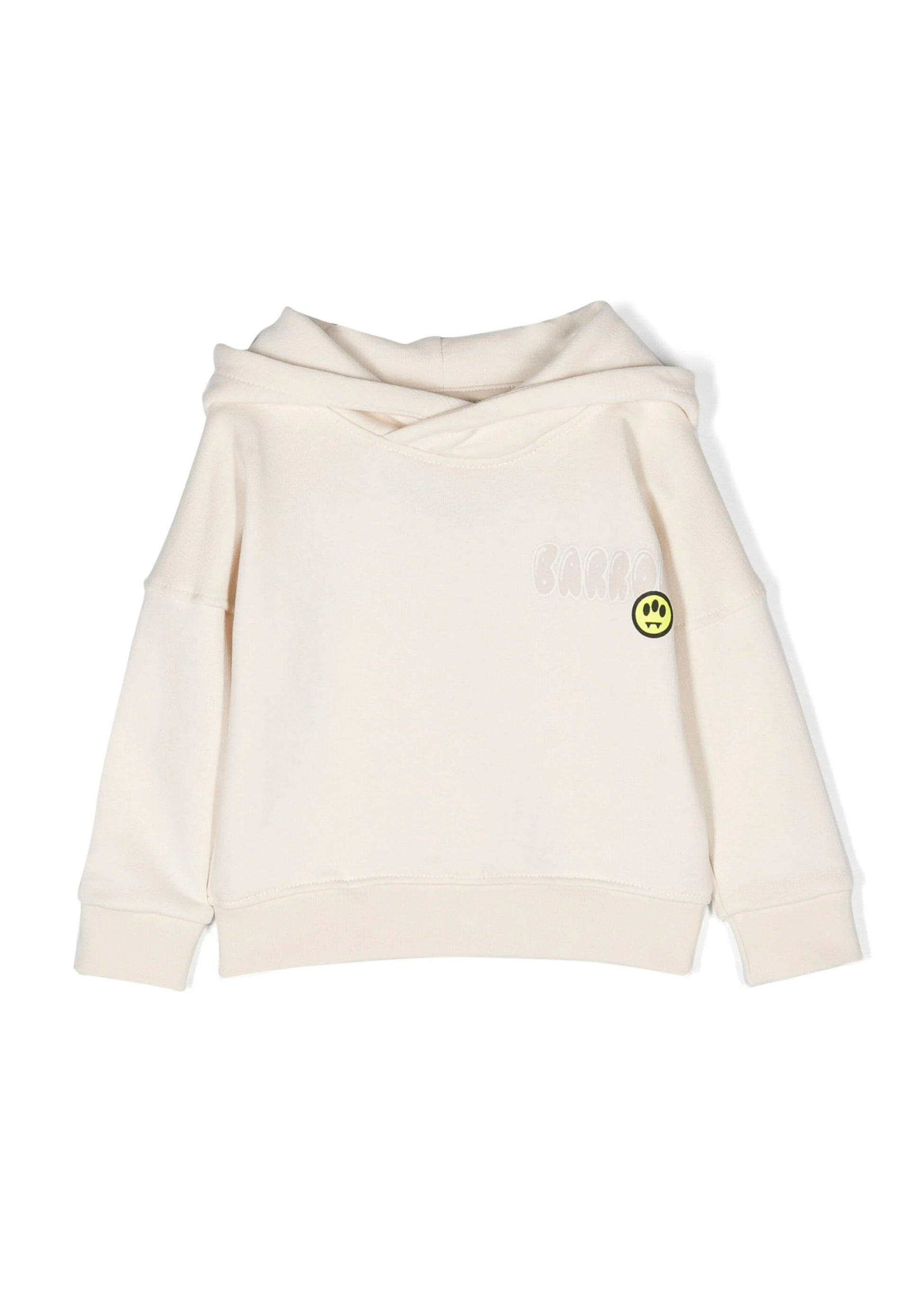 Barrow Kids Felpa con Cappuccio Crema con Stampa Logo e Smile fronte
