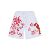 Sprayground Kids Bermuda Bianco con Stampa a Contrasto Rosso per Bambini