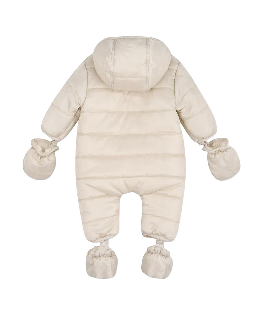 BOSS Kids Tutina Neve Beige Imbottita con Cappuccio e Muffole e Piedini Staccabili per Neonati