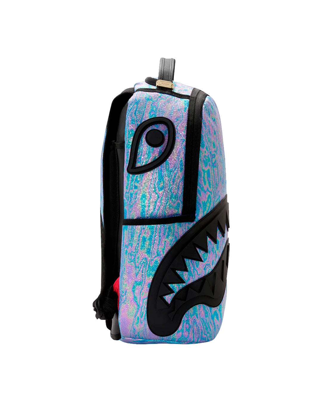 Sprayground Kids Zaino Think On It Unisex Iridescente Azzurro e Viola con Shark Mouth in Rilievo Nero