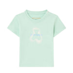 Palm Angels Kids T-Shirt Verde Chiaro Stampa Teddy con Logo per Neonate