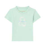 Palm Angels Kids T-Shirt Verde Chiaro Stampa Teddy con Logo per Neonate