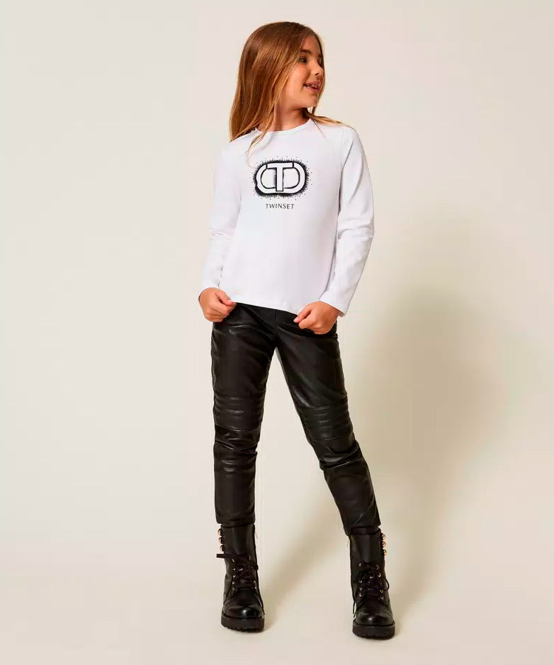 Twinset Kids T-Shirt  Maniche Lunghe con Stampa Logo per Bambine