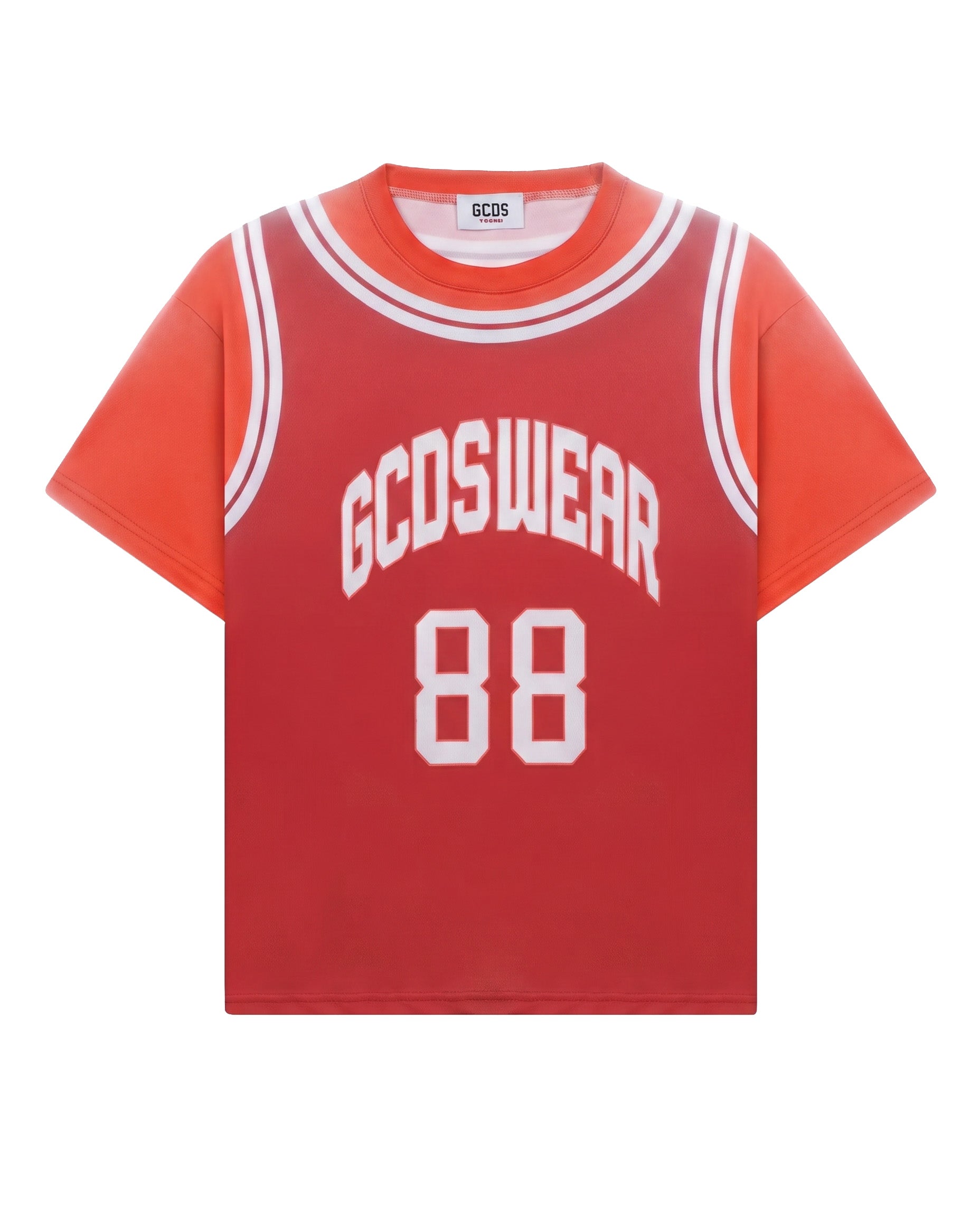 Gcds Kids T-Shirt Rosso e Arancione con Logo per Bambini