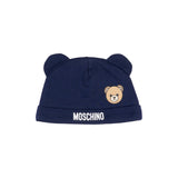Moschino Kids Set Nascita Blu Navy con Tutina, Cappellino e Bavaglino con Stampa Teddy Bear e Logo per Neonati