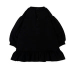 Moschino Kids Vestito Nero con Balza e Stampa Teddy Bear con Cuori per Neonate
