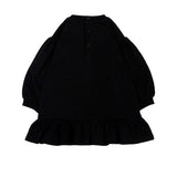 Moschino Kids Vestito Nero con Balza e Stampa Teddy Bear con Cuori per Neonate