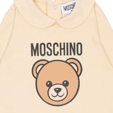 Moschino Kids Tutina Beige con Stampa Logo Teddy per Neonati