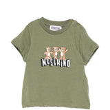 Moschino Kids T-Shirt Verde con Logo Teddy Bear per Neonati