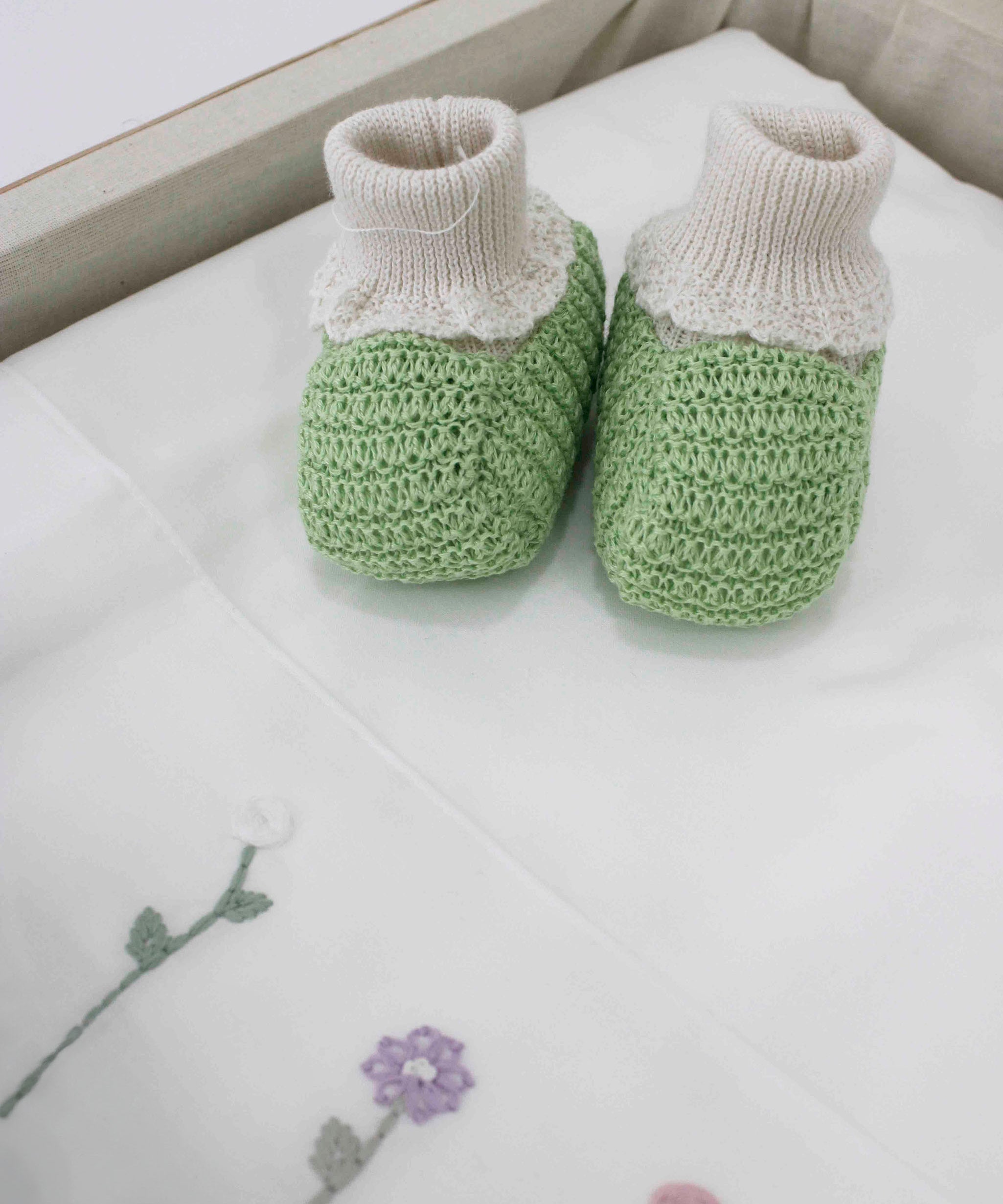 Marlù Scarpine Bianco/Verde pistacchio per Neonate