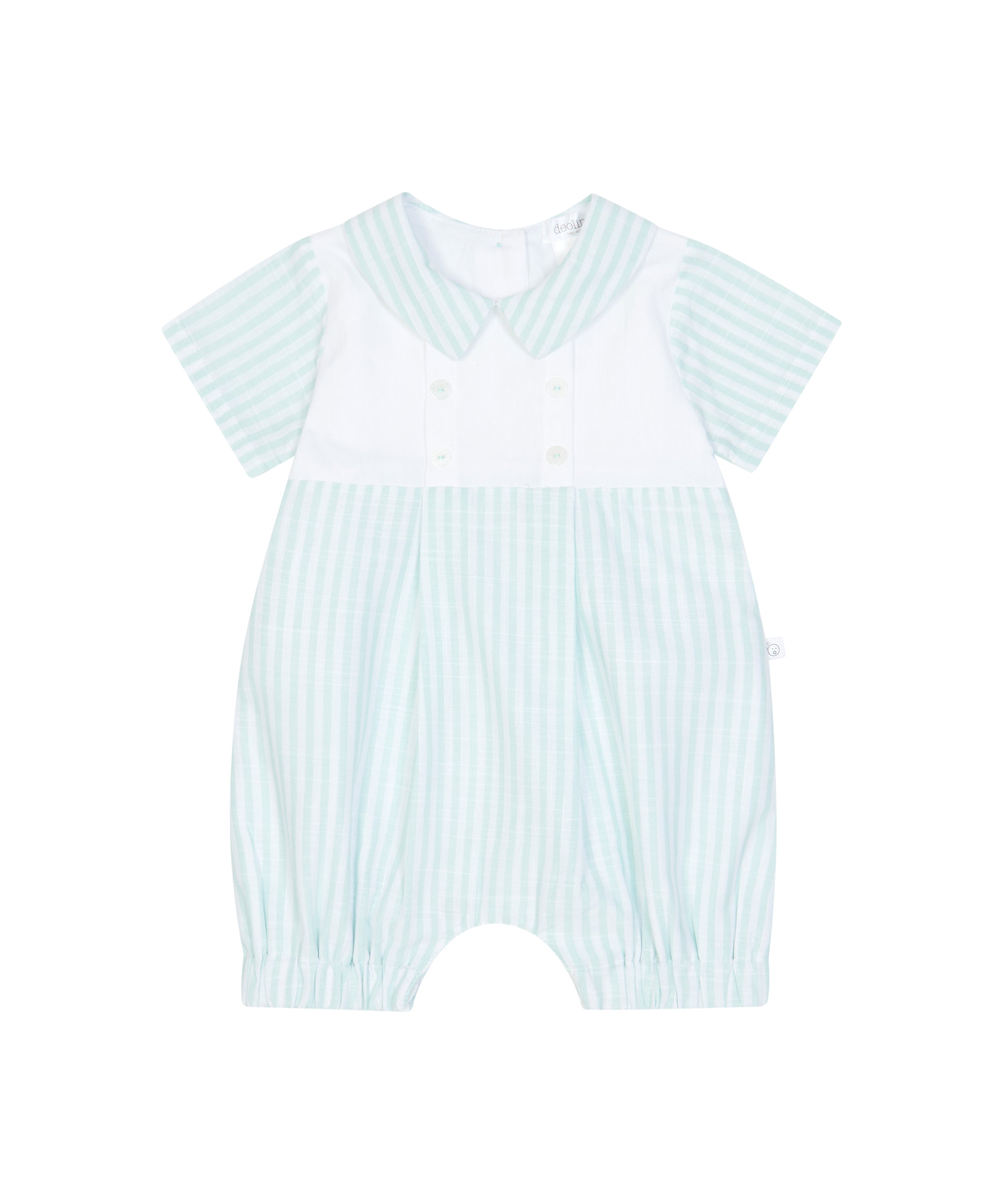 Deolinda Kids Pagliaccetto Fantasia a Righe Bianco e Verde per Neonate