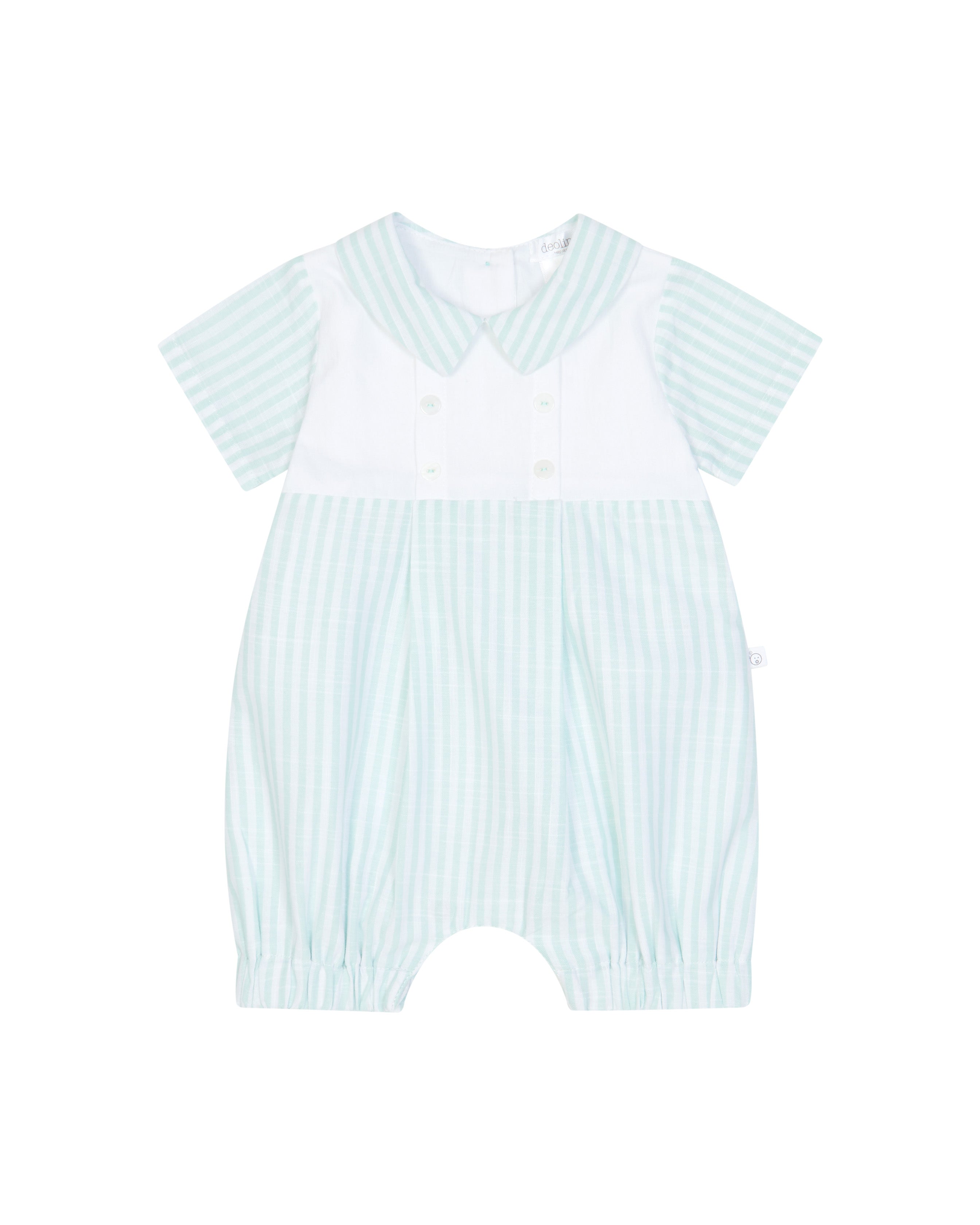 Deolinda Kids Pagliaccetto Fantasia a Righe Bianco e Verde per Neonate