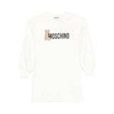 Moschino Kids Abito Panna con Logo per Bambine