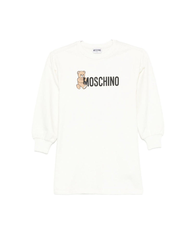 Moschino Kids Abito Panna con Logo per Bambine