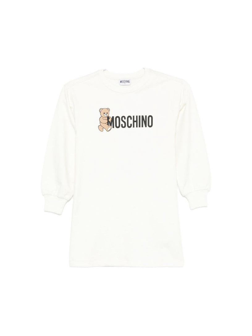 Moschino Kids Abito Panna con Logo per Bambine