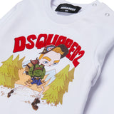 Dsquared2 Kids Felpa Bianco con Stampa per Neonati