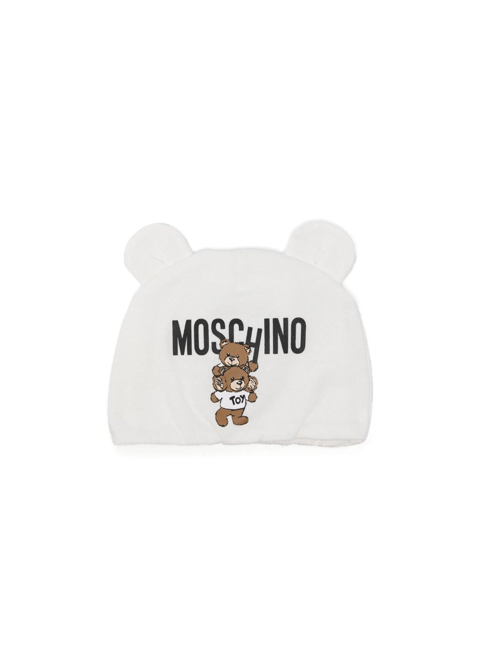 Moschino Kids Cappellino Panna con Stampa Logo Teddy Bear per Neonati 