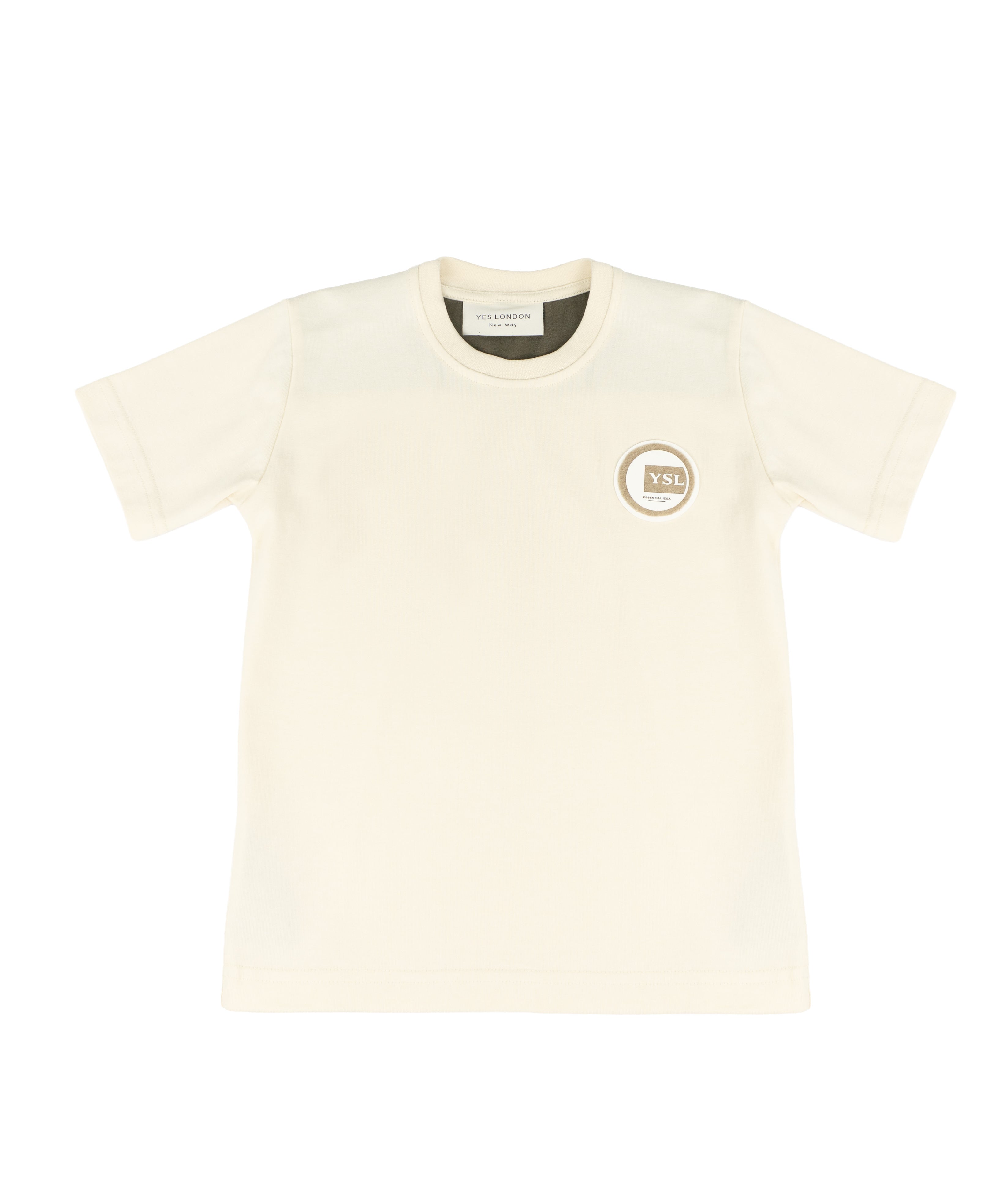 Yes London Kids T-Shirt Beige e Verde con Logo per Bambini