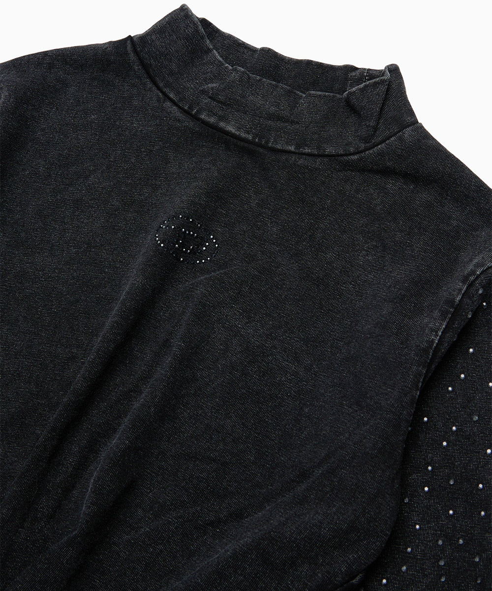 Diesel Kids T-Shirt Nero con Logo e Strass per Bambine