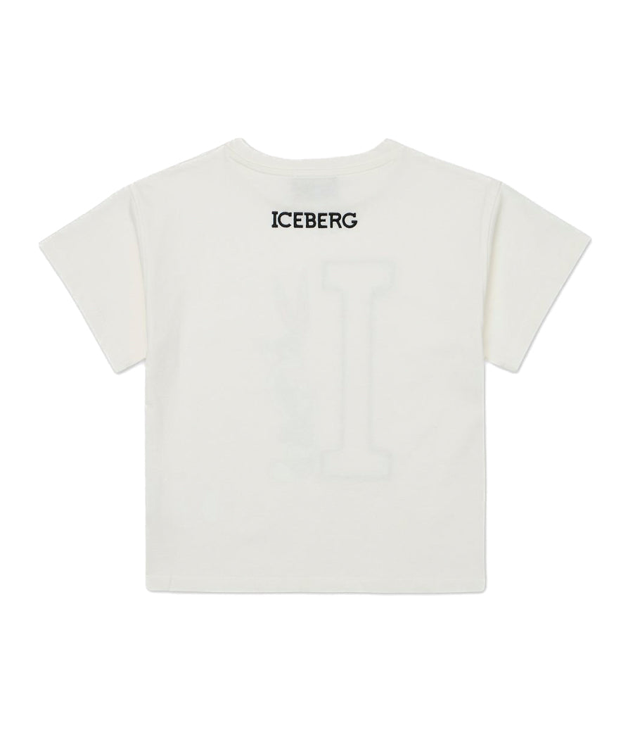 Iceberg Kids T-shirt Bianca Crop con Bugs Bunny per Bambine (retro)
