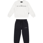 John Richmond Kids Completo Tuta in Felpa Bianca e Nera Unisex con Logo Stampato