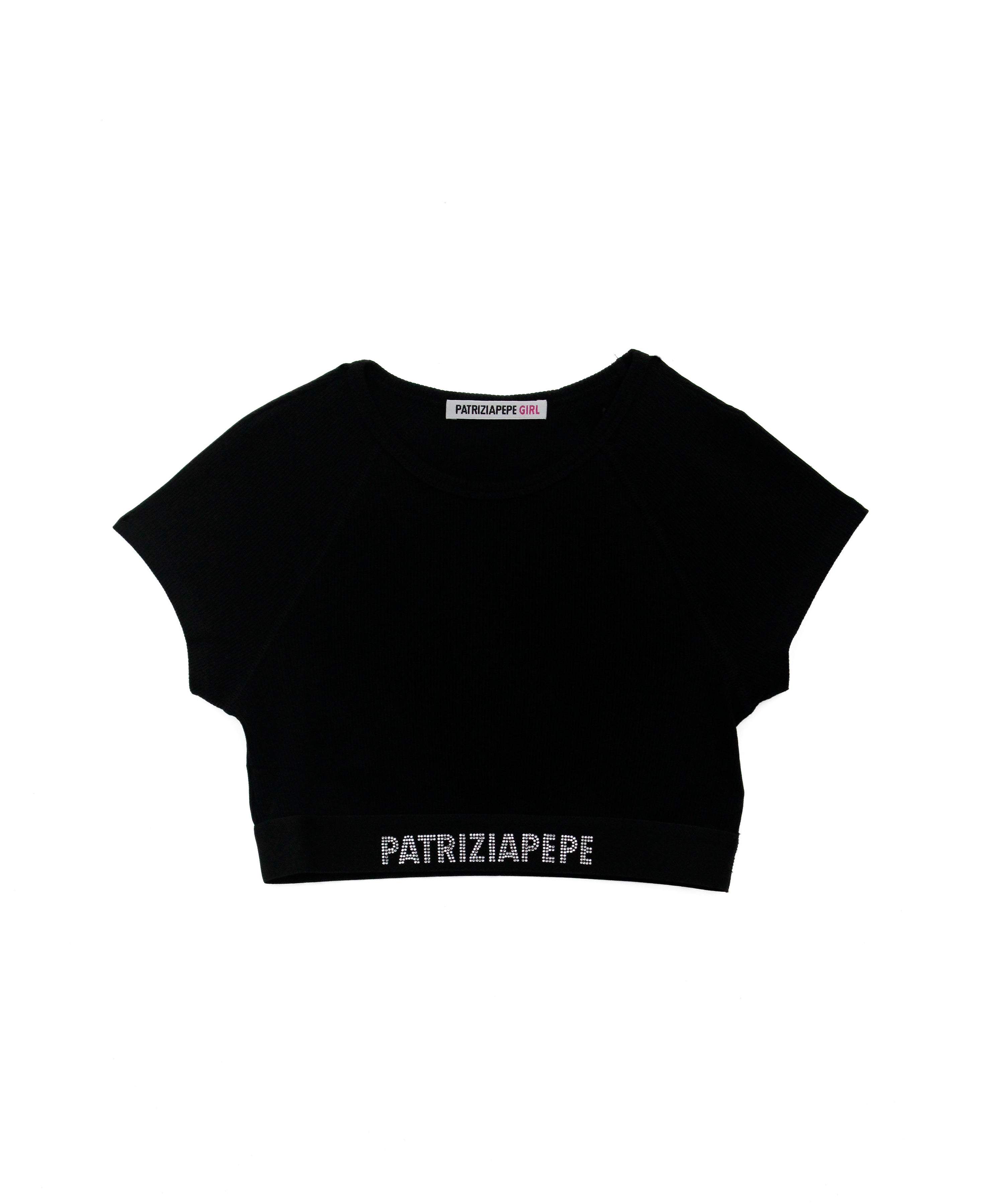 Patrizia Pepe T-Shirt Crop Nera per Bambine