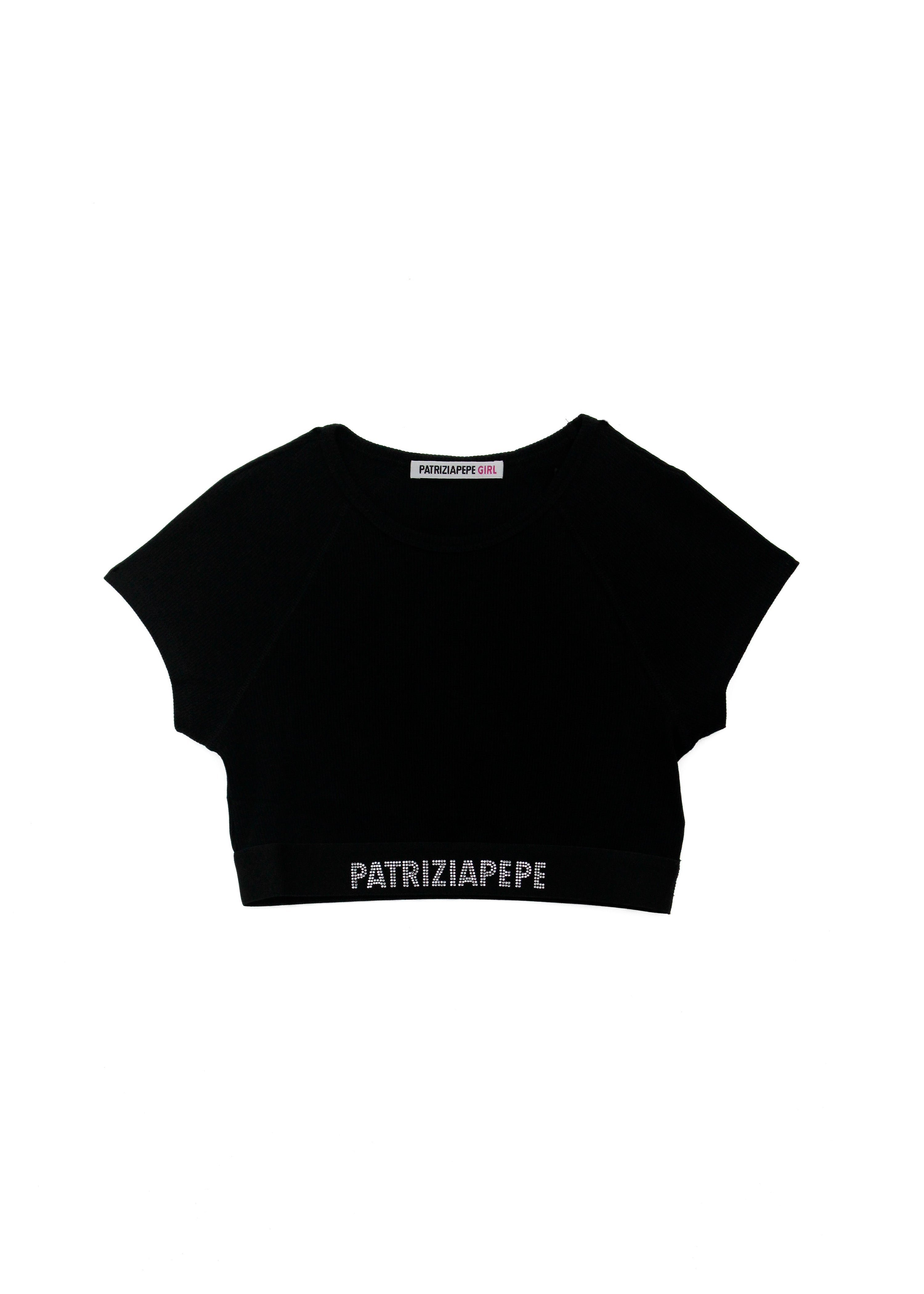 Patrizia Pepe T-Shirt Crop Nera per Bambine