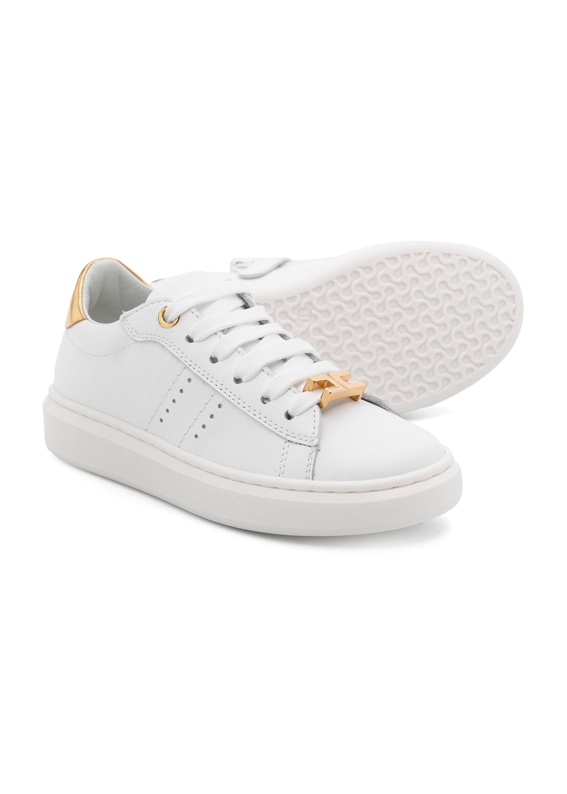 Elisabetta Franchi La Mia Bambina Sneakers Bianca con Logo Oro