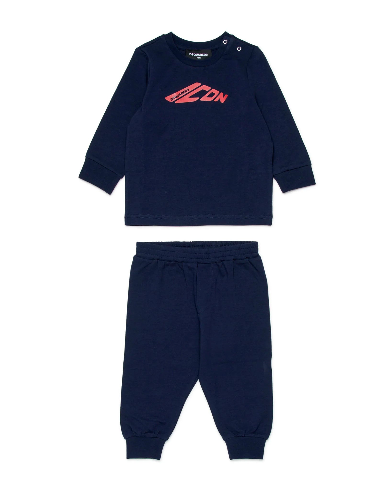 Dquared2 Kids Completo Blu con Stampa Logo a Contrasto rossa per Neonati