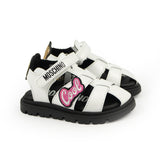 Moschino Kids Sandalo Bianco con Toppe e Teddy per Neonate