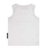 John Richmond Kids Canotta Bianca a Coste con Logo per Bambini